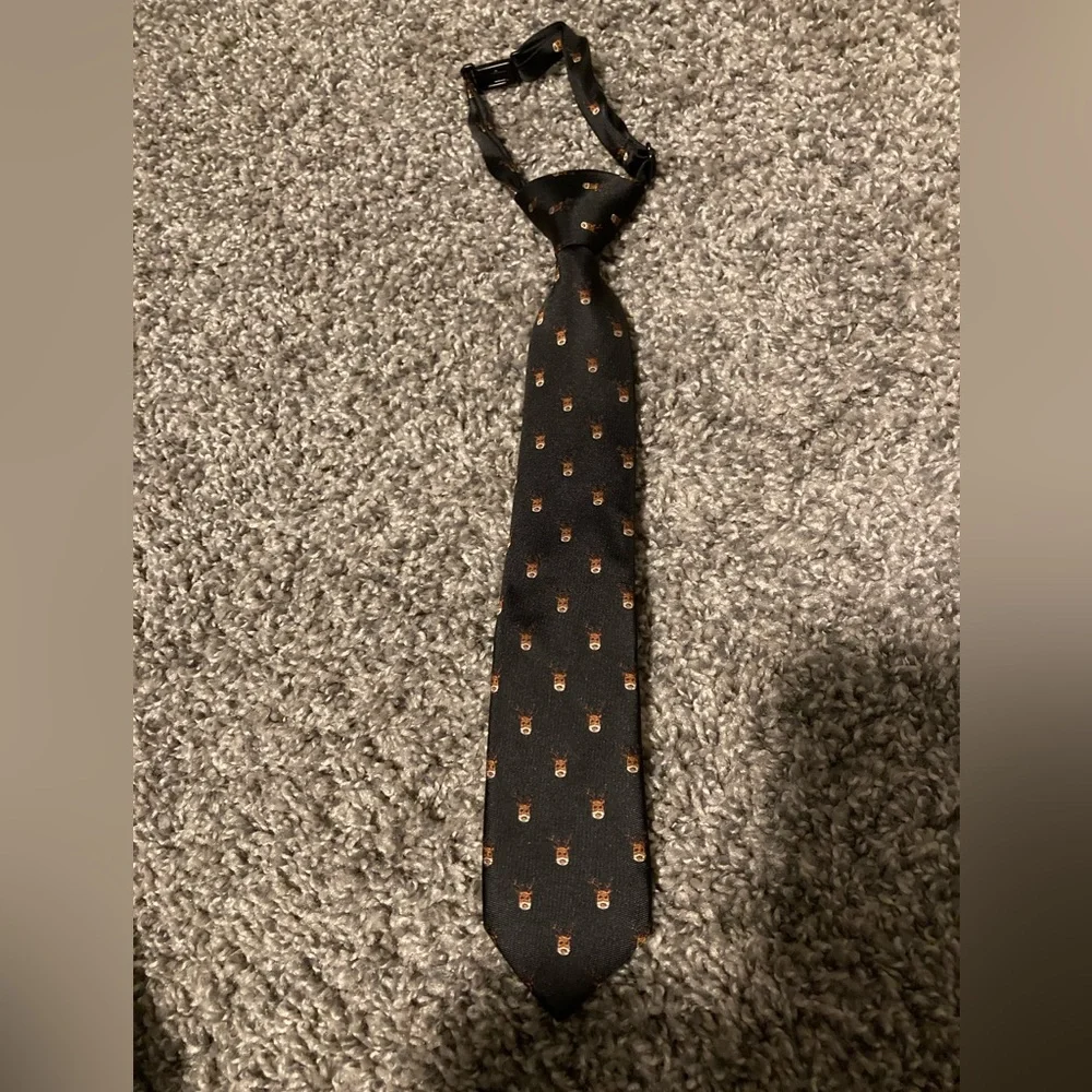 Gymboree boys adjustable tie black with reindeer pattern 2T-5T